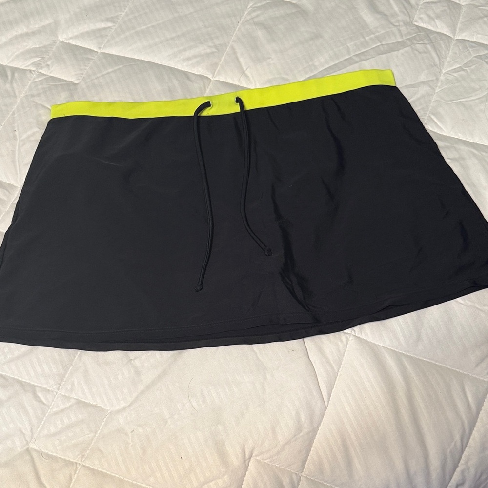 Black Skirt with Neon Yellow Waistband